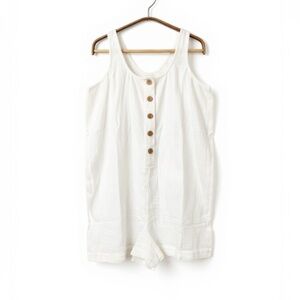 FAHERTY White Dream Organic Cotton Gauze Button Up Romper